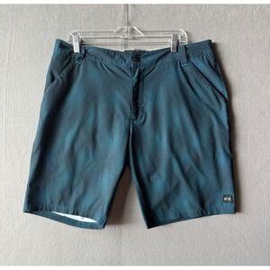 Oakley Mens Size 36‎ Shorts Teal Navy Blue Checkered Casual Golf Athletic Active